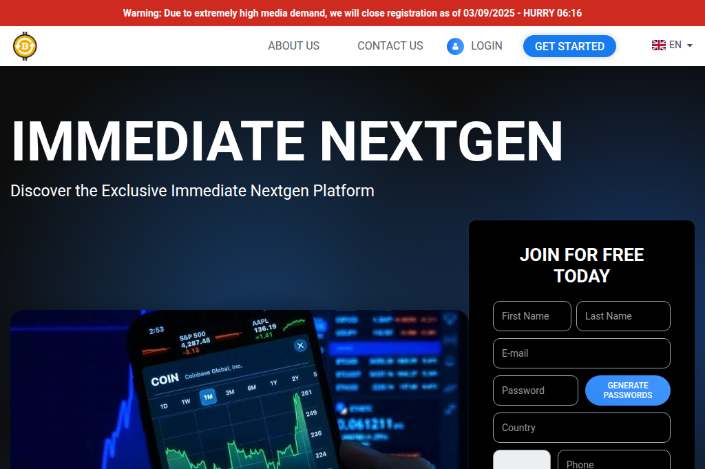 Screenshot of theimmediatenextgen.com