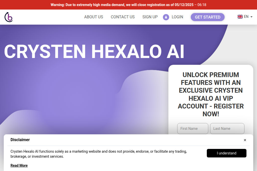 Screenshot of crysten-hexaloai-soft.com