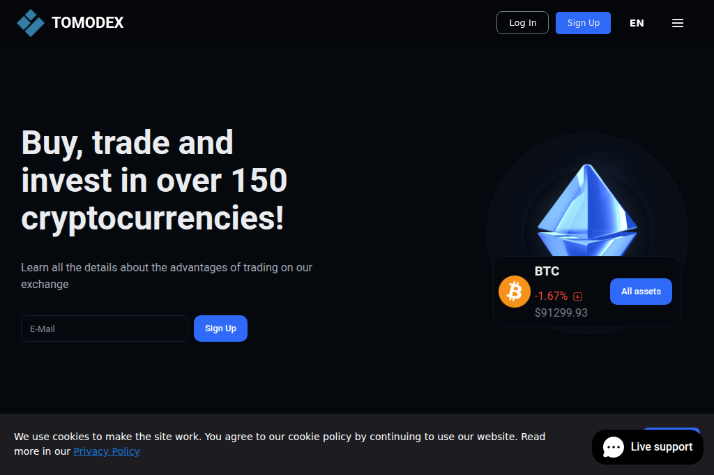 Screenshot of tomodex.io