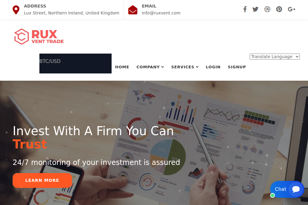 Screenshot of ruxvent.com