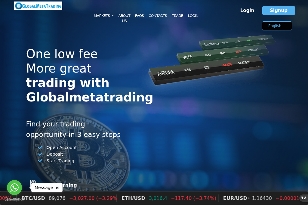 Screenshot of globalmetatrading.icu