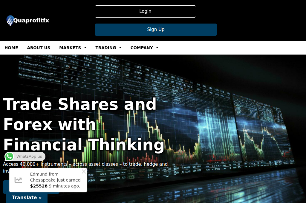 Screenshot of quaprofitfx.com