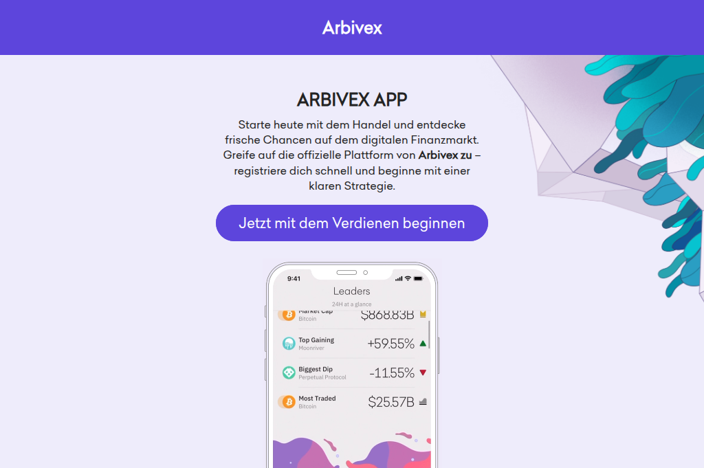 Screenshot of arbivex-app.ch