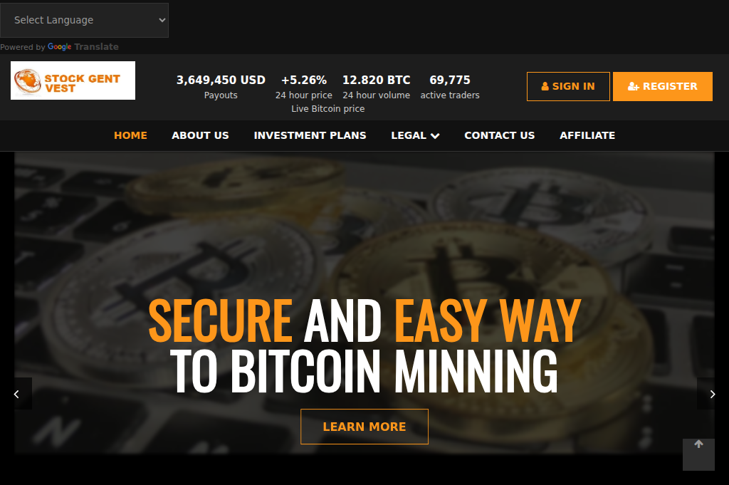 Screenshot of stockgentvest.com