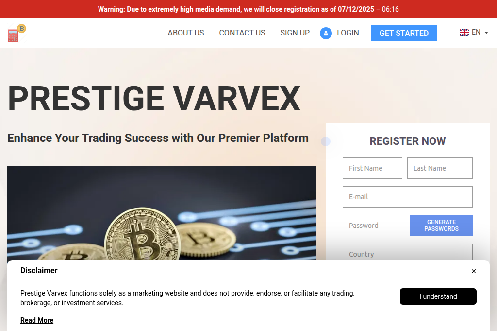 Screenshot of prestigevarvex-software.com