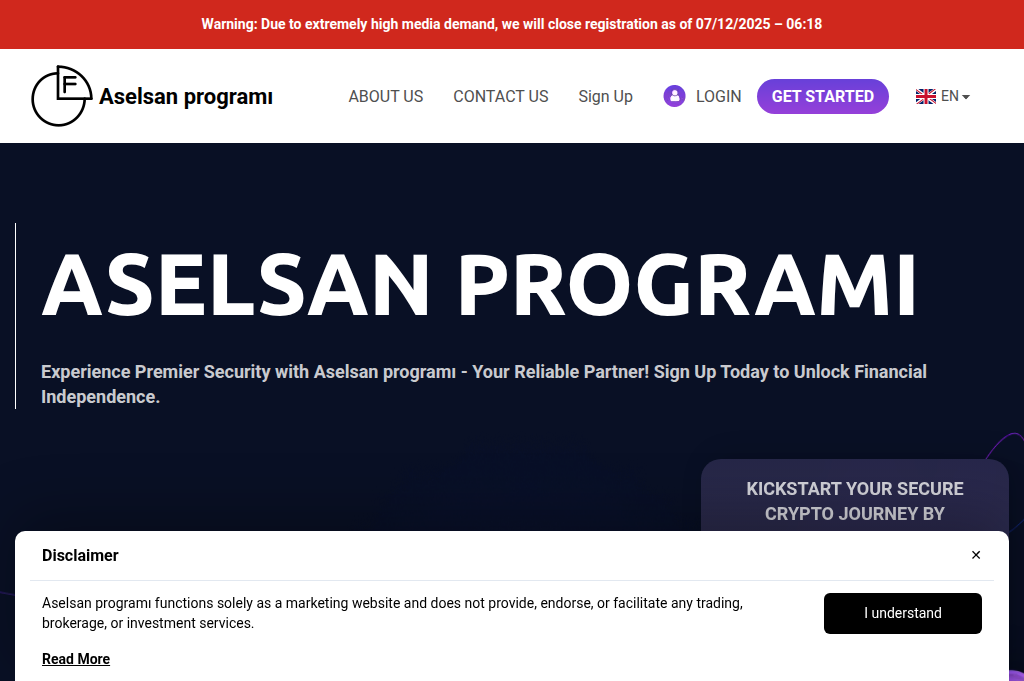 Screenshot of aselsanprogrami.com