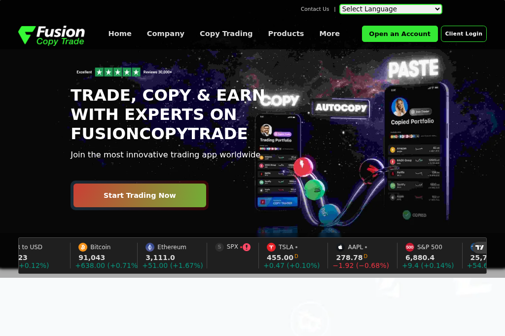 Screenshot of fusioncopytrade.pro