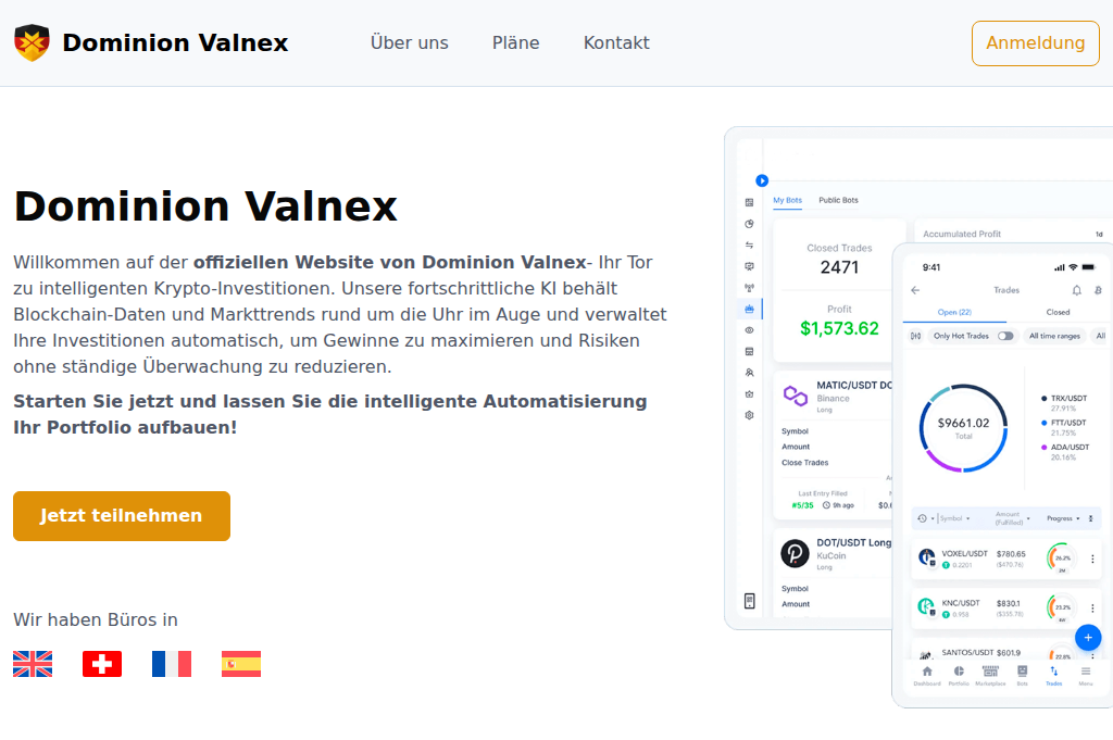 Screenshot of dominionvalnex.de