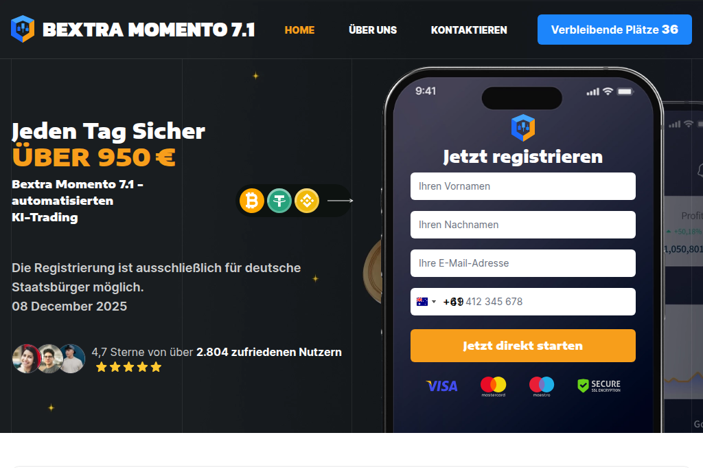 Screenshot of bextra-momento.de