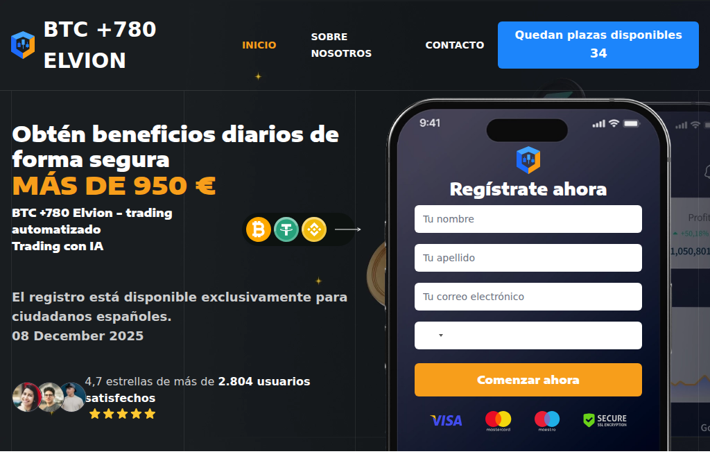 Screenshot of btc780elvion-invest.com