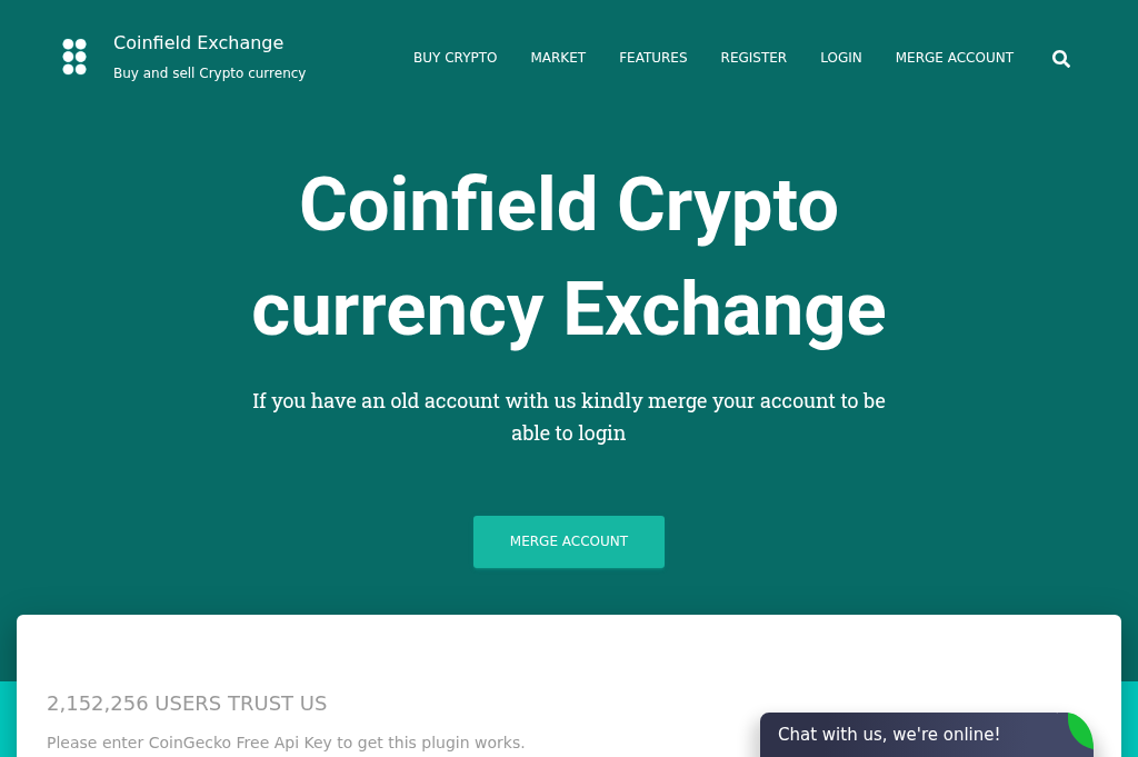 Screenshot of coinfield-exchange.io