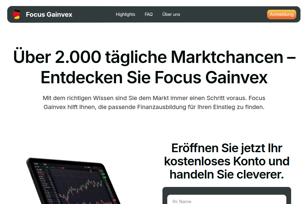 Screenshot of focusgainvex.de
