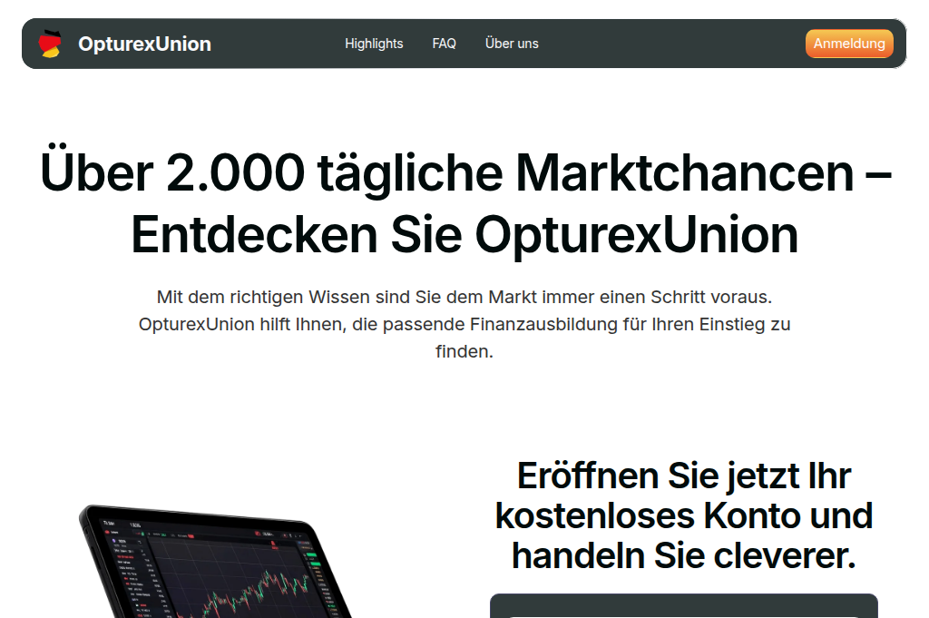 Screenshot of opturex-union.de