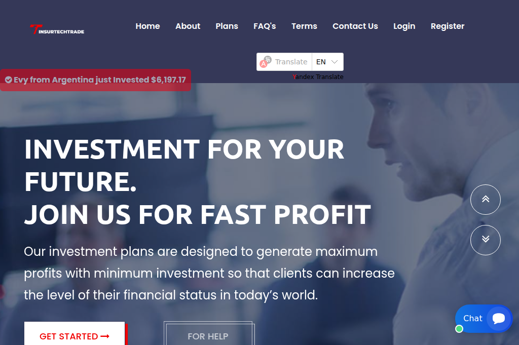 Screenshot of insurtechtrader.com