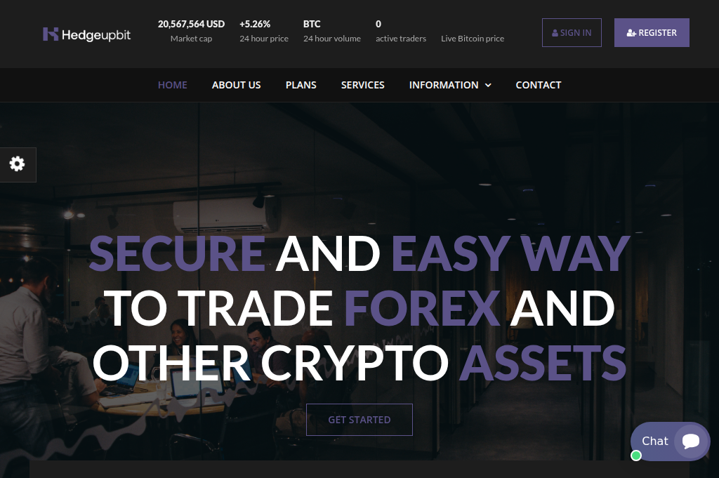 Screenshot of hedgeupbit.com