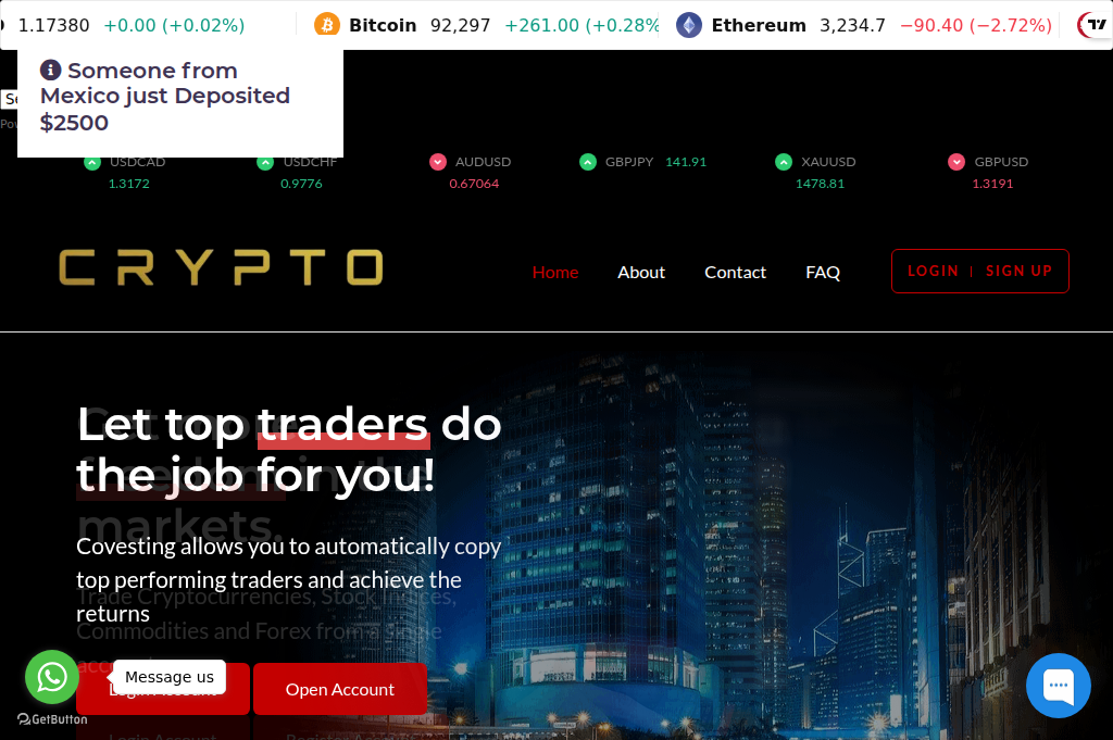 Screenshot of cryptominersfx.live