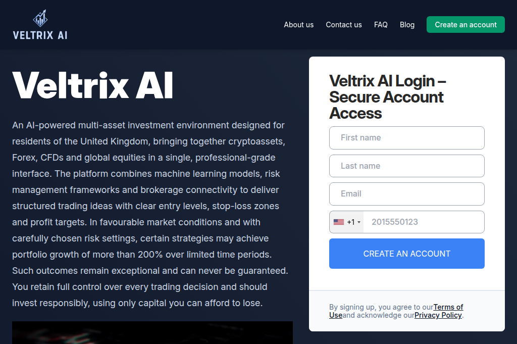 Screenshot of veltrixai-crypto.net