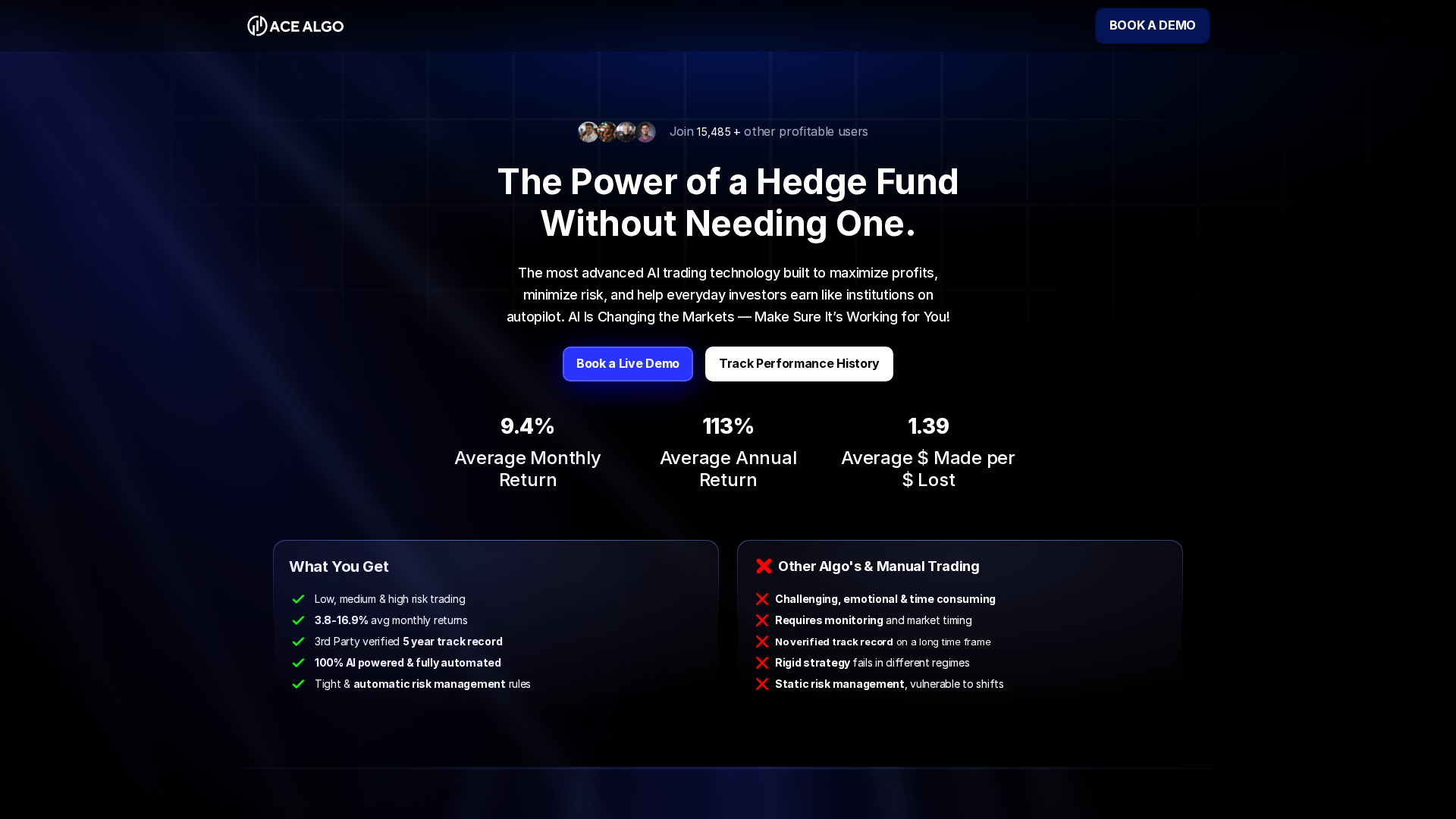Screenshot of acealgo.ai