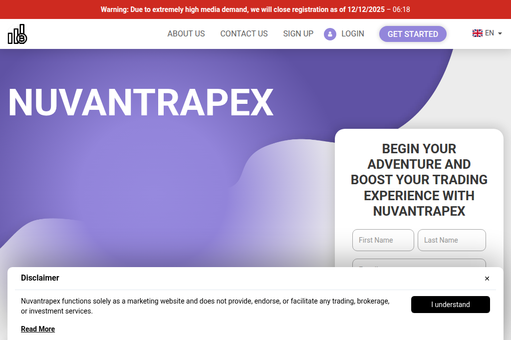 Screenshot of nuvantrapex-soft.com