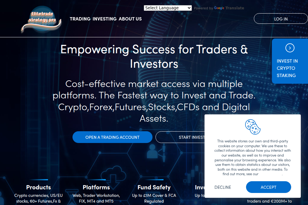 Screenshot of elitetradestrategy.com