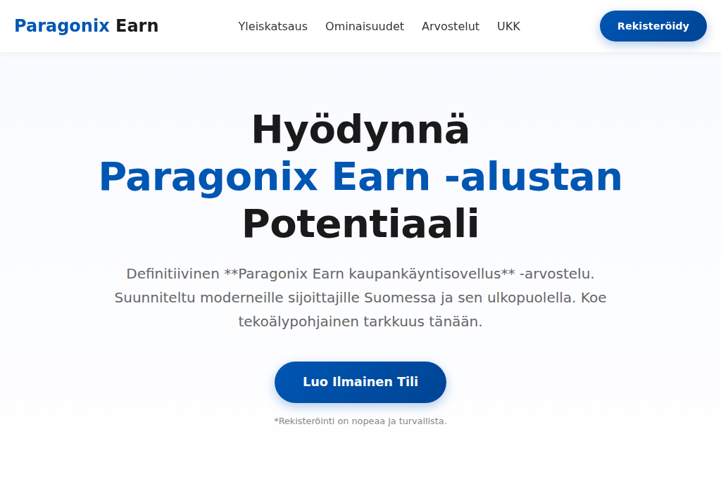 Screenshot of paragonixearnfinland.com