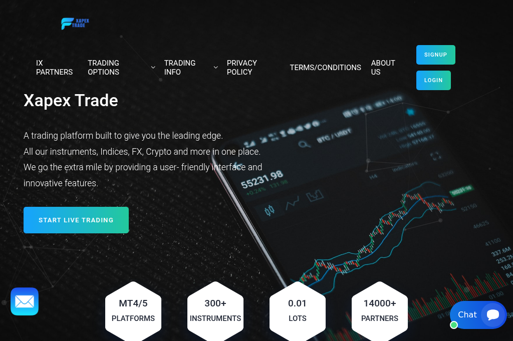 Screenshot of xapex-trade.com