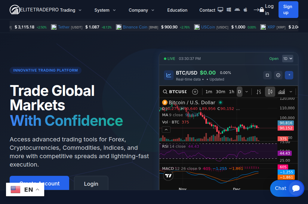 Screenshot of elitetradespro.online