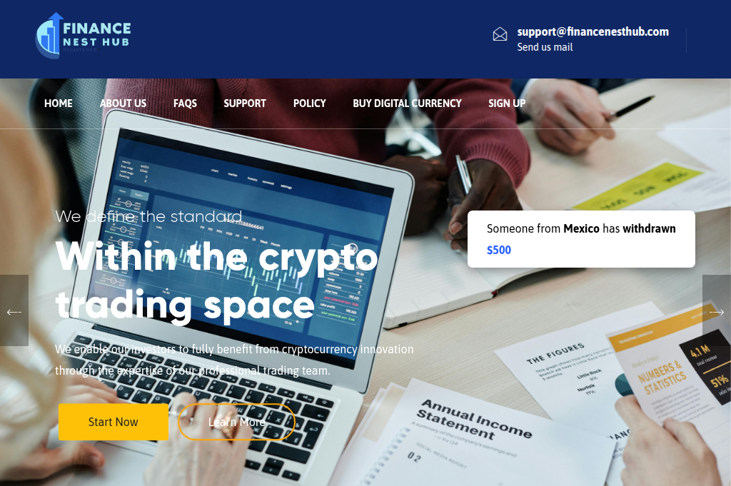 Screenshot of financenesthub.com