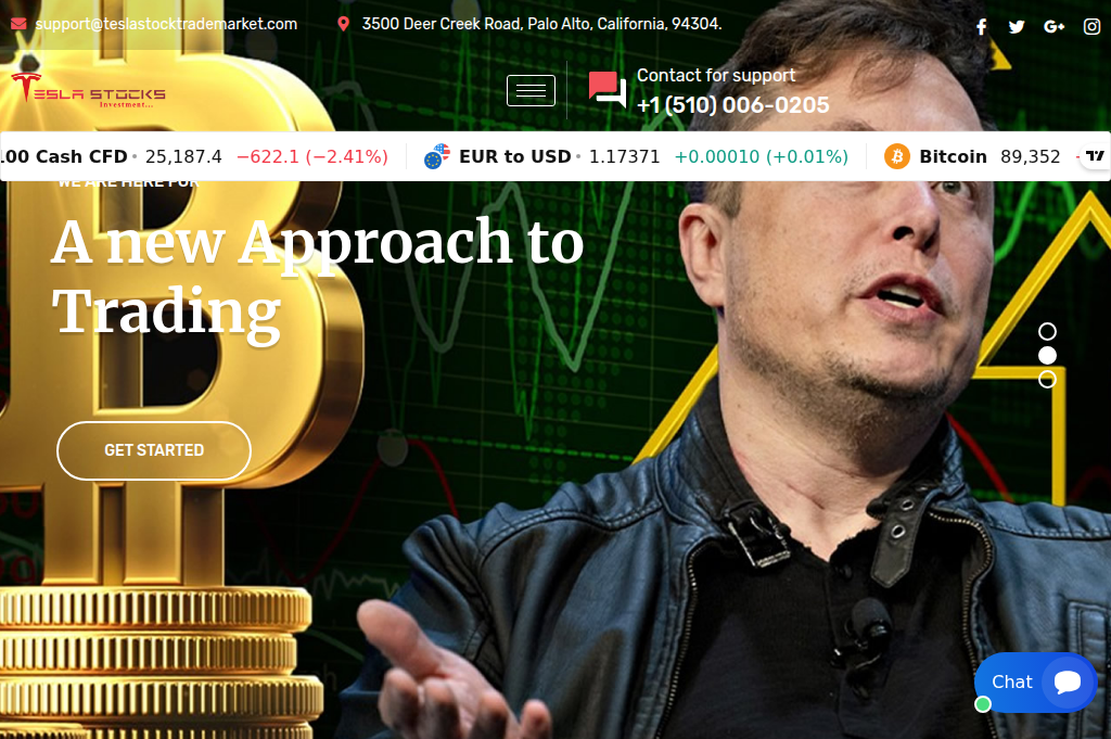 Screenshot of teslastocktrademarket.com