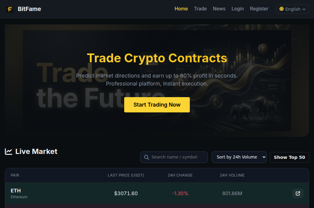 Screenshot of bitfame.co