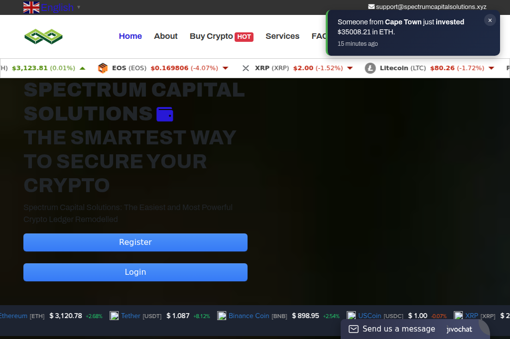 Screenshot of spectrumcapitalsolution.xyz