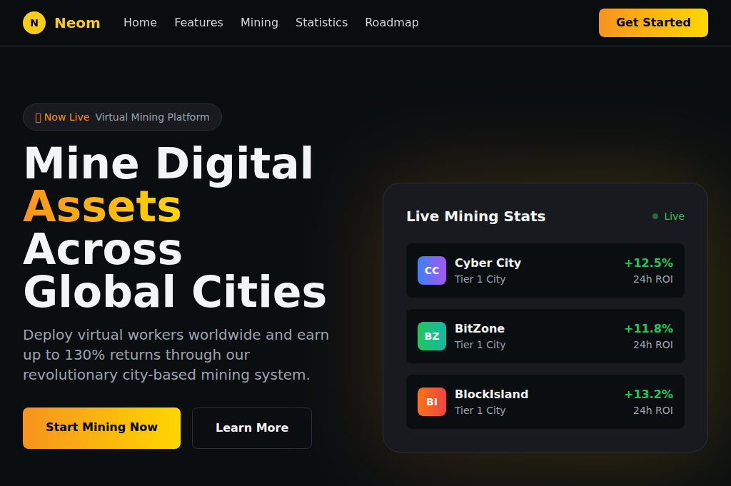 Screenshot of theneomcoin.com
