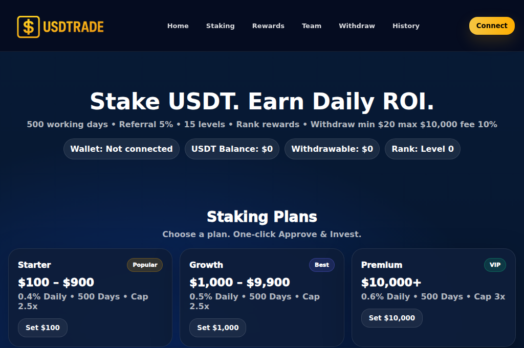 Screenshot of usdtrade.cloud