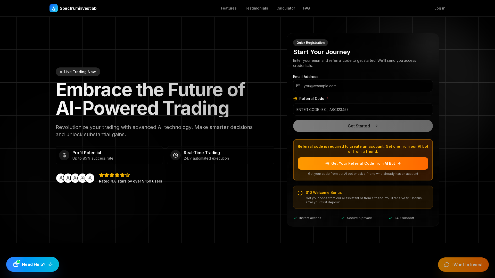 Screenshot of spectruminvestlab.com