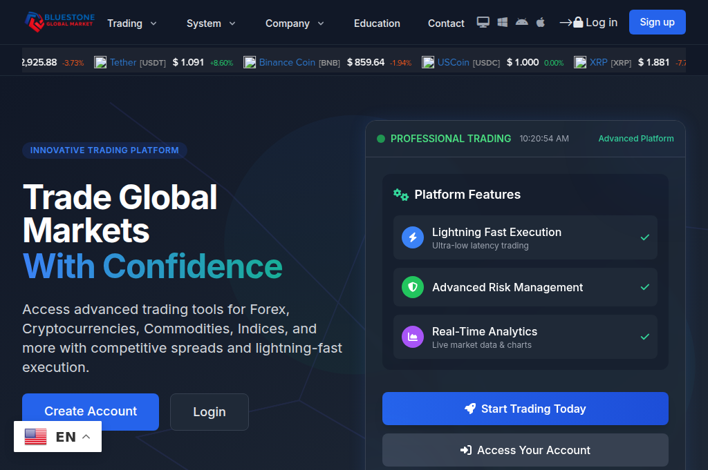 Screenshot of bluestoneglobalmark.com