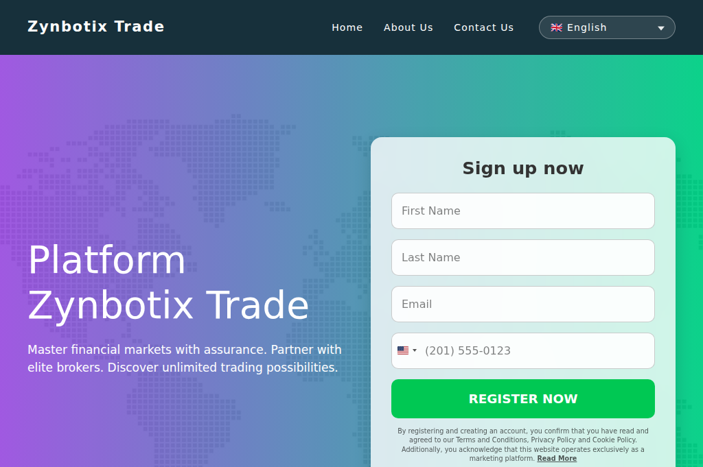 Screenshot of zynbotixtrade.com