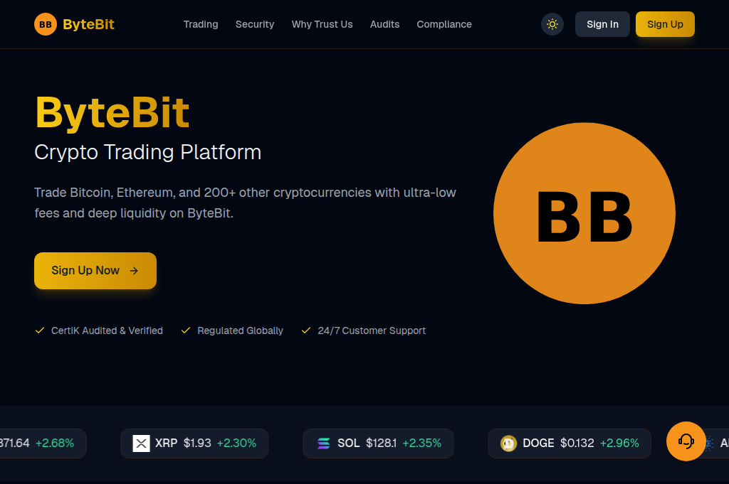 Screenshot of tradebytebits.com