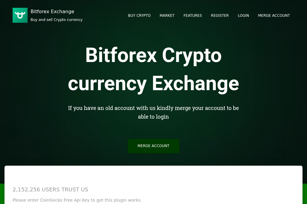 Screenshot of bitforexexchange.com