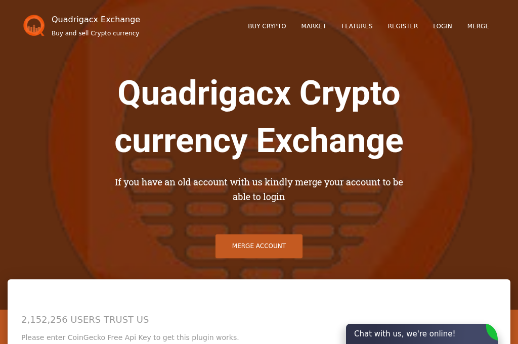 Screenshot of quadrigacx-exchange.com
