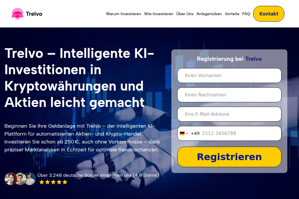 Screenshot of trelvo-invest.com