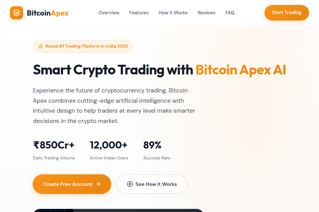 Screenshot of bitcoinapexindia.com