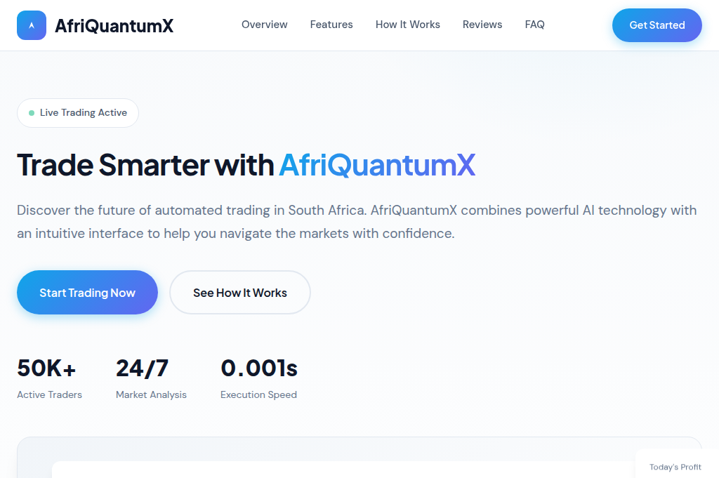 Screenshot of afriquantumx.co.za