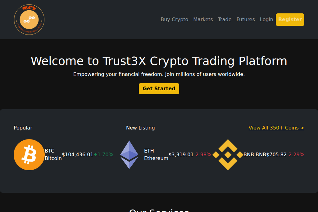 Screenshot of trust3x.com