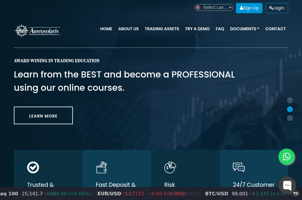 Screenshot of aureusolaris.com