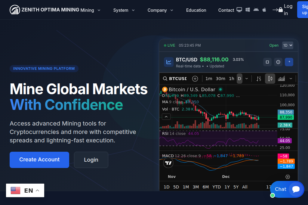 Screenshot of zenithoptimamining.com