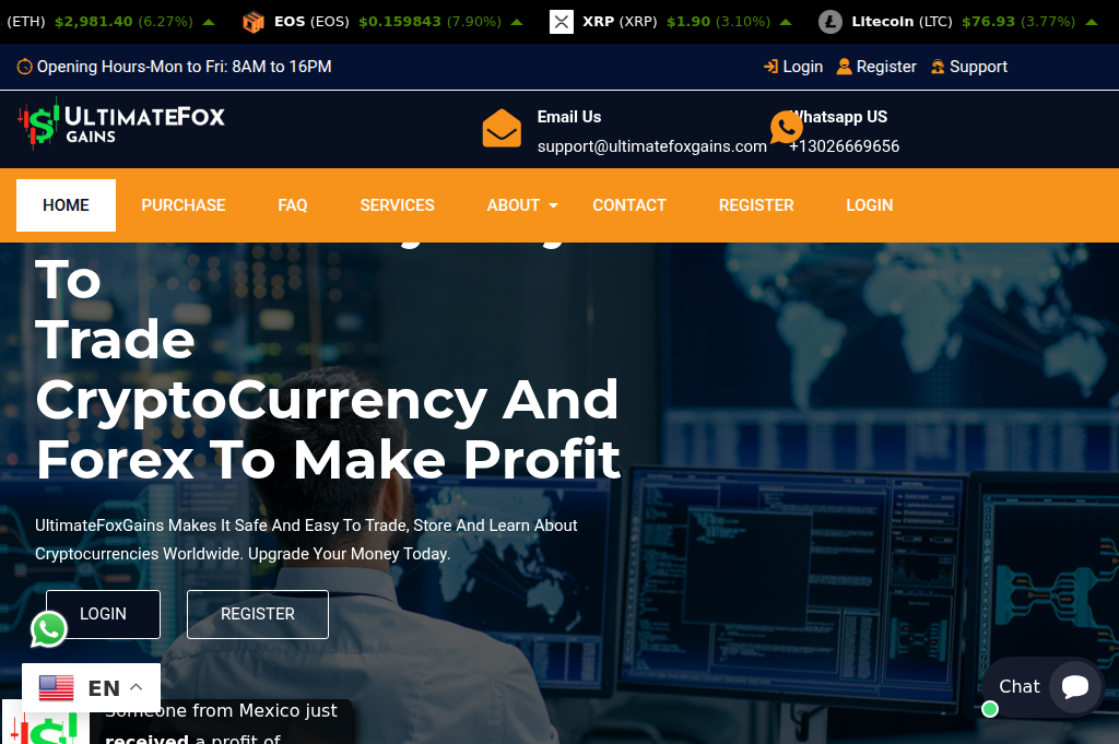 Screenshot of ultimatefoxgains.com