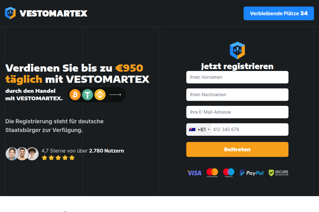 Screenshot of vestomartex.info