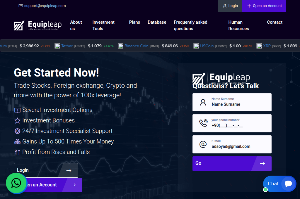 Screenshot of equipleap.com