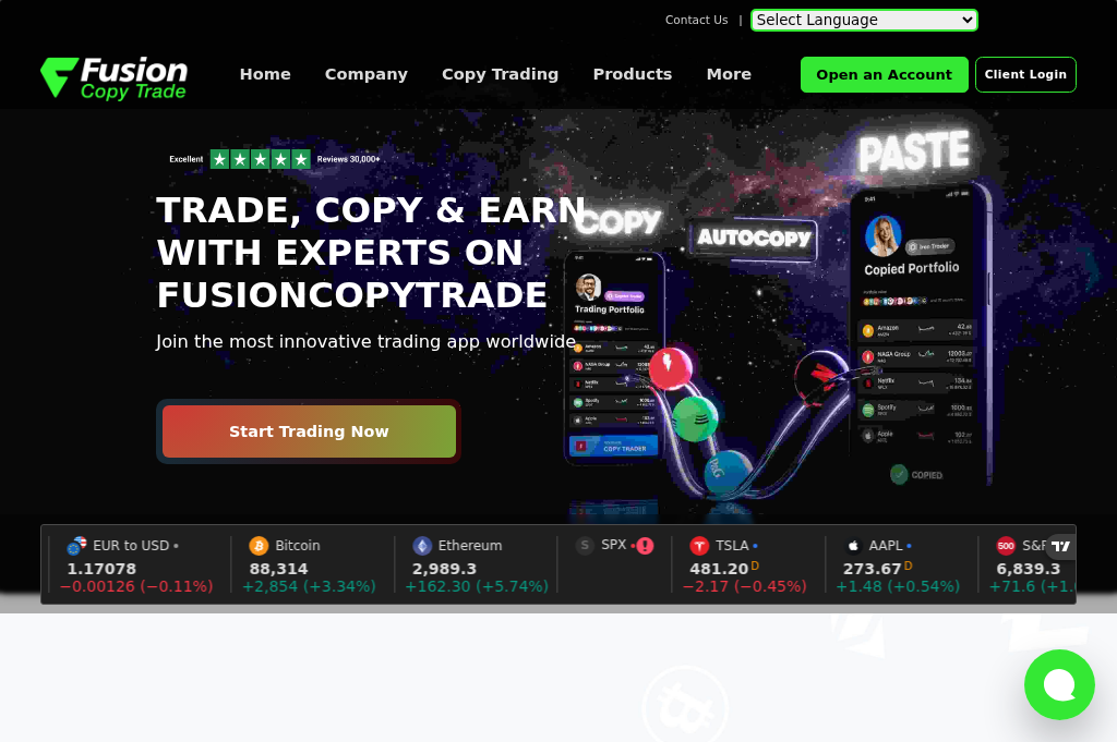 Screenshot of fusioncopytrades.org