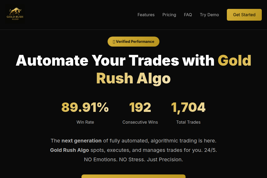 Screenshot of goldrushalgo.xyz